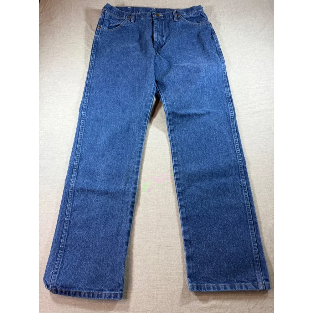 Wrangler Jeans Mens 37x34 Blue Excellent Cowboy Cut 13MWZPW Straight Leg Denim